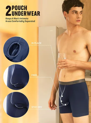 Vista 8 de Separatec Ropa interior transpirable de rayón refrescante para hombre, hecho de bambú, calzoncillos tipo bóxer para hombres, bolsa de bola, paquete