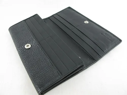 Vista 4 de Pelgio Cartera de cuero genuino Stingray Skin para mujer Negro
