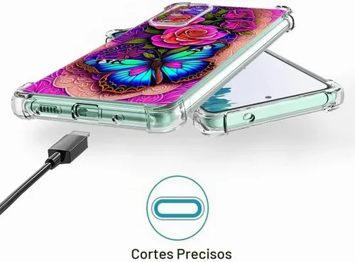 Vista 2 de Funda para Galaxy S20 FE 5G, protección contra caídas de flores de mariposa azul, a prueba de golpes, carcasa protectora de cuerpo completo Mariposa
