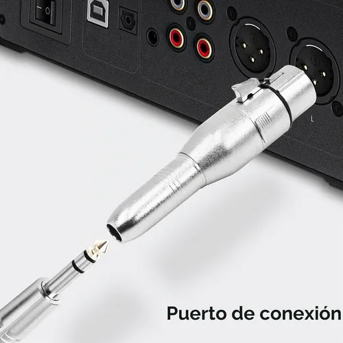 Vista 6 de XLR - Adaptador de audio hembra de 3 pines a 1/4 de pulgada y 0.25 in / 6.35mm, color plateado, 2