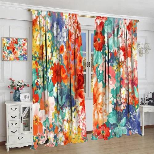 Vista 26 de Cortinas opacas con estampado de flores de cachemira, estampado de cachemira sobre fondo blanco, para decoración del hogar, cocina, restaurante