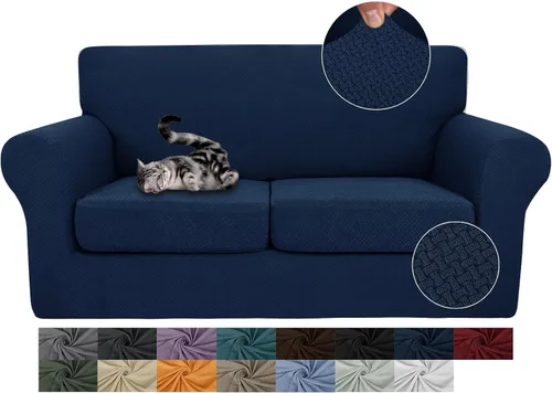 Vista 52 de JIVINER Fundas de sofá de 3 piezas para sofá de 2 cojines, funda elástica para sofá con 2 fundas de cojín de asiento extra grandes, fundas de sofá