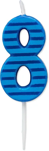 Vista 8 de Papyrus Vela de cumpleaños número 0, rayas azules (1 unidad)