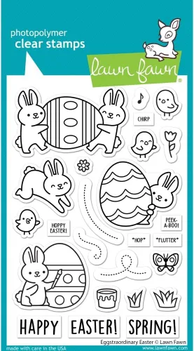 Vista 2 de Eggstraordinary - Juego de sellos y troqueles de Pascua y Lawn Fawn con paquete de papel de banco My Craft y almacenamiento de lujo, paquete de 7