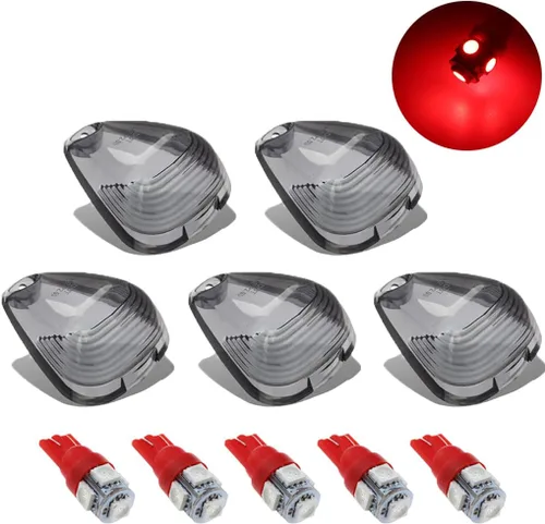 Vista 8 de WINETIS - 5 luces marcadoras de techo con bombillas LED rojas, repuesto compatible con Ford F150 F250 F350 F450 F550 F650 F750 F750 E150 E250 E350