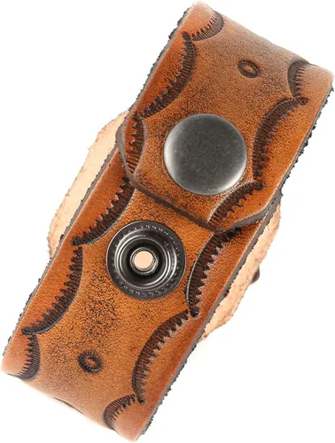 Vista 5 de HZMAN Mjölnir - Pulsera de piel auténtica para hombre diseño gótico ajustable estilo gótico