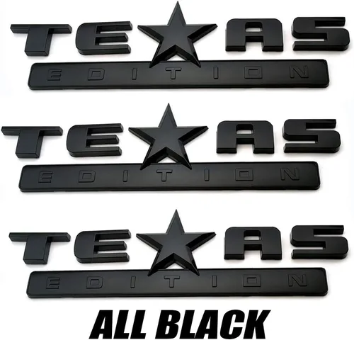 Vista 6 de 3 piezas de emblemas 3D Edición Texas, todos negros, calcomanía universal para camioneta, coche, auto, vehículo