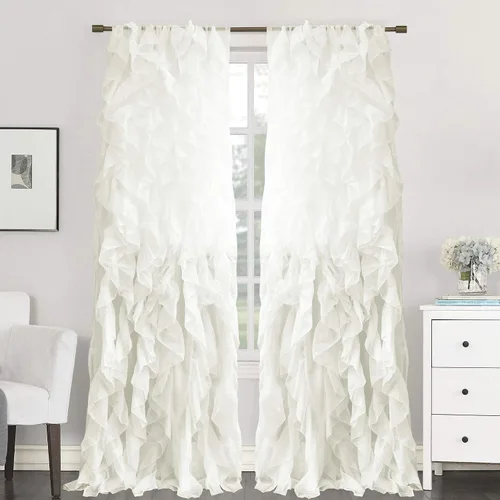 Vista 13 de Sweet Home Collection Paquete de 2 Paneles de Ventana Cortinas de Gasa Transparente con Volantes Verticales en Cascada Gris