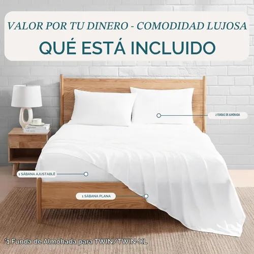 Vista 4 de Casa Platino Juego de sábanas individuales, juego de sábanas de microfibra cepillada 100% prelavada, juego de 3 piezas, ropa de cama refrescante 01