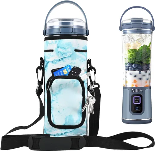 Vista 11 de Funda de almacenamiento para licuadora portátil Ninja Blast con correa para el hombro y bolsillo para accesorios Compatible con Ninja Negro