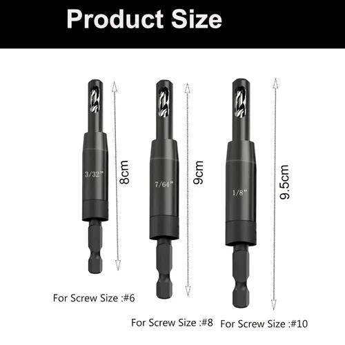 Vista 2 de Broca autocentrante con vástago hexagonal de 1/4 pulgadas, 3/32 pulgadas, 7/64 pulgadas, 1/8 pulgadas para tornillo #6#8#10 Vix Bit para perforar