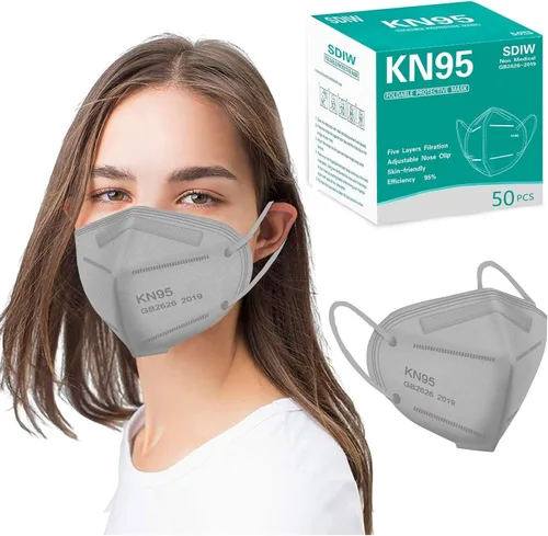 Vista 9 de 50 unidades, Máscaras faciales KN95, color negro, 5 capas, cubrebocas de seguridad para el polvo, eficiencia de filtro ≥95%, con bucles elásticos
