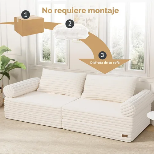 Vista 9 de MeMoreCool Sofá cama convertible, sofá plegable con almohadas, pana