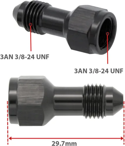 Vista 2 de Aluminio 3AN hembra a 3AN macho extensor de montaje, conector adaptador de extensiones AN3 con anillo tórico, negro