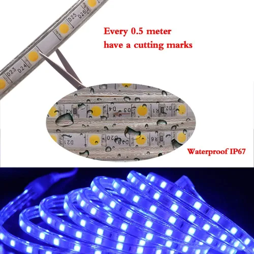 Vista 7 de Tira de luces LED RGB de alto voltaje, CA 110 V-120 V, 60 unidades SMD 5050 LED, control remoto, multicolor cambiante, impermeable, flexible