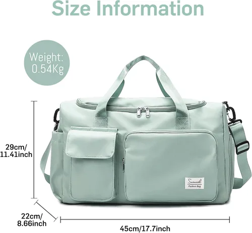Vista 2 de Suruid Bolsa de gimnasio deportiva con compartimento para zapatos, bolsa de viaje con bolsillo separado seco y húmedo para hombres y mujeres, bolsa