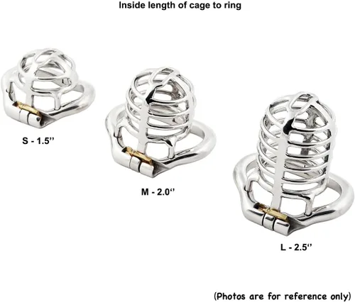 Vista 9 de TERNENCE Jaula de castidad masculina de tamaño pequeño, diseño ergonómico, anillo con bisagras, jaula de pene bloqueo para adultos, juguetes