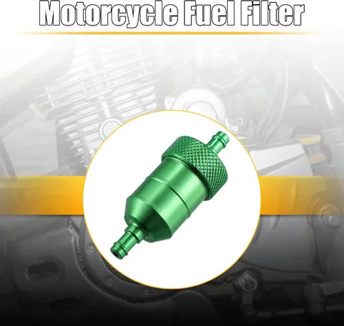 Vista 2 de X AUTOHAUX 0.315 in 5/16" manguera de diámetro aleación de aluminio motocicleta gasolina aceite combustible filtro limpiador verde