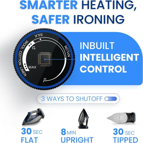 Vista 4 de Xabitat Plancha inalámbrica de lujo Plancha de vapor de 1500 W Anti goteo Tecnología de protección térmica Suela de cerámica antiadherente
