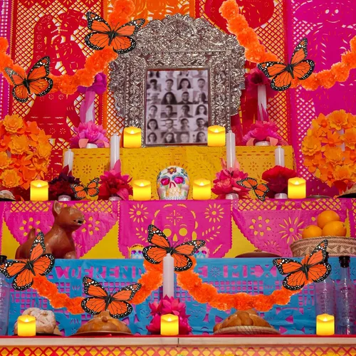 Vista 6 de 20 piezas de decoración del Día de los Muertos, color naranja oscuro