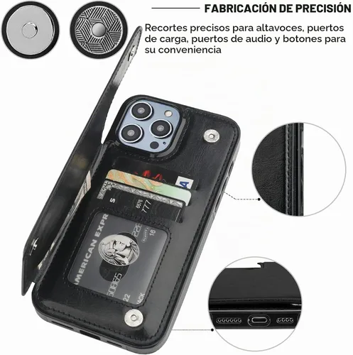 Vista 7 de ONETOP Compatible con iPhone 14 Pro Max Funda Cartera con Portador de Tarjetas, Funda de Cuero PU con Soporte Ranuras para Tarjetas, Doble Cierre