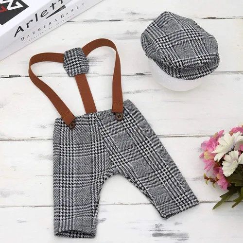 Vista 8 de Zeroest Newborn Photography Outfits Boy, Suspenders & Hat for Baby Boys Baby Photography Props for Newborn Photo Shoots