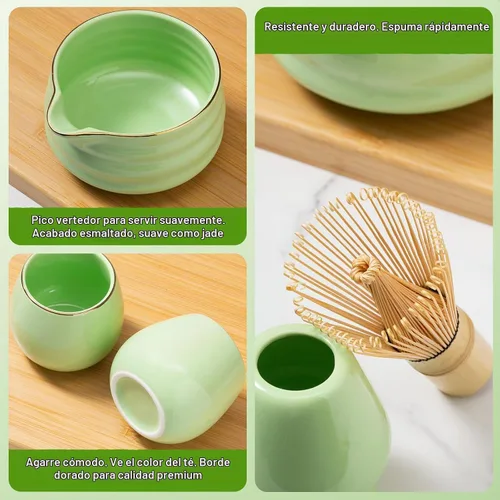 Vista 7 de Juego de matcha japonés de 9 piezas, caja de regalo de kit de té de Verde