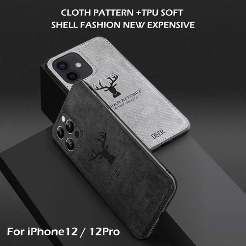 Vista 2 de Funda protectora de tela de TPU con textura suave de lujo para iPhone 12 y iPhone Pro, resistente a la suciedad, antigolpes, antihuellas, protección