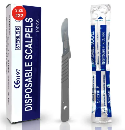 Vista 17 de MedHelp Escalpelos Desechables 10 - Herramienta de Dermaplaning Escalpelos 10 con Mango de Plástico, Hojas de Dermablade de Acero de Alto Carbono
