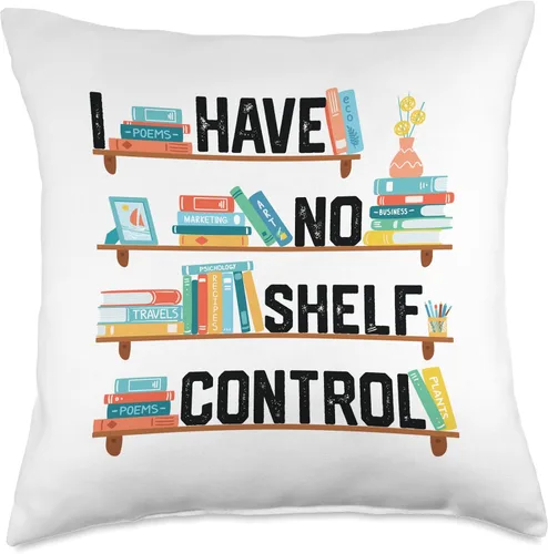 Vista 5 de I Have No Shelf Control Shirt Library - Almohada de lectura para amantes de libros, 16 x 16 pulgadas, multicolor