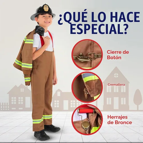 Vista 4 de Dress Up America Disfraz de bombero para niños, disfraz de bombero de juego de rol