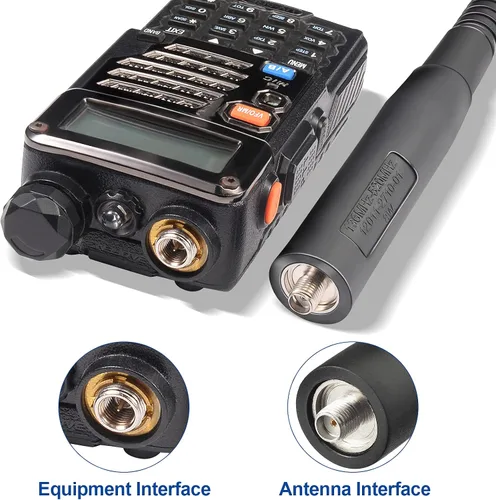 Vista 7 de Bingfu Antena de radio de doble banda VHF UHF 136-520MHz 18.5 pulgadas plegable CS táctica SMA hembra jamón antena de radio para Kenwood Wouxun