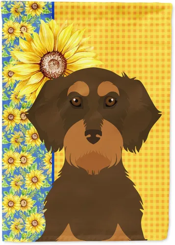 Vista 363 de Caroline's Treasures WDK5313GF Bandera de jardín con diseño de girasoles de verano, color negro y tostado, Airedale Terrier para buzón, bandera