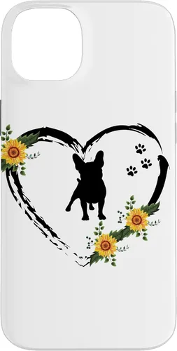 Vista 15 de iPhone 16 French Bulldog With Paw Prints And Sunflower Heart On White Case