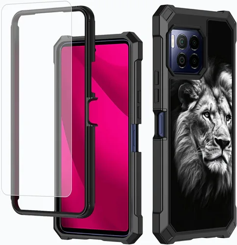 Vista 69 de Funda para T-Mobile Revvl 7 de 6.6 pulgadas con protector de pantalla, policarbonato duro de doble capa resistente y TPU suave a prueba de golpes