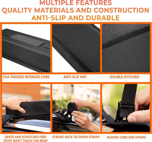 Vista 7 de Almohadillas suaves para portaequipajes de techo, soporte para kayak para uso en automóvil con o sin rieles, soporte universal antideslizante