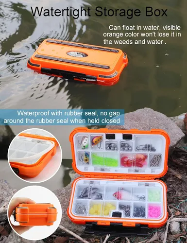 Vista 4 de Hlotmeky Pequeña caja de aparejos para kayak, caja de señuelos de pesca impermeable, almacenamiento de terminales, organizador de anzuelos de pesca