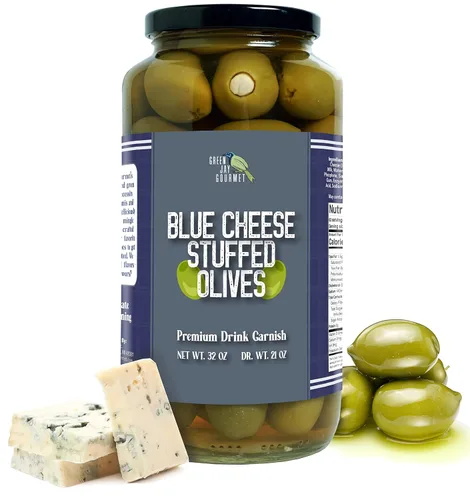 Vista 11 de Green Jay Gourmet Aceitunas Rellenas de Almendra – Aceitunas Verdes Rellenas de Almendra para Decoración de Cócteles y Tabla de Quesos – Aceitunas