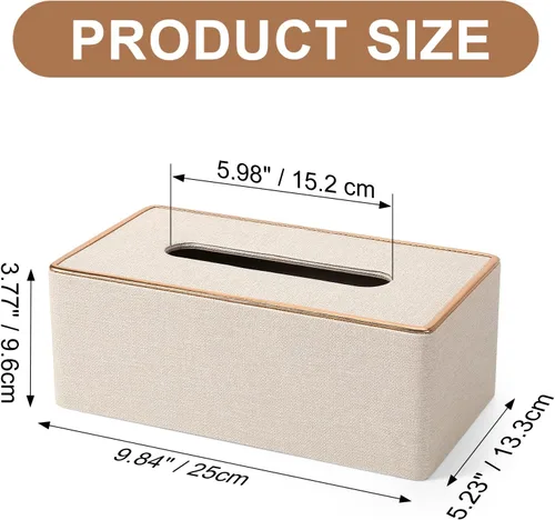 Vista 7 de Cubierta de caja de pañuelos, soporte de caja de pañuelos de cuero PU Rectangular Box Covers para el hogar/oficina/decoración del coche 9.84 "X5.23