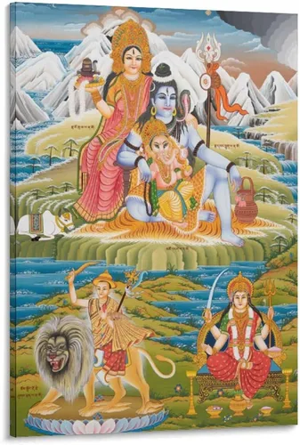 Vista 55 de Póster artístico con texto en inglés «Lord Shiva And His Family» («Lord Shiva And His Family») - Póster decorativo moderno para decorar la pared