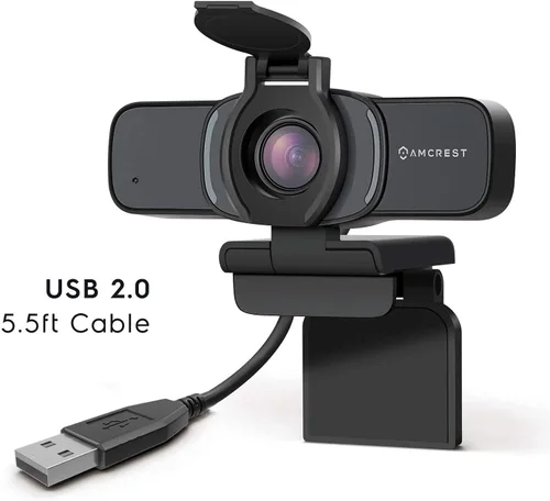 Vista 5 de Amcrest Cámara web 1080P con micrófono y cubierta de privacidad, cámara web USB, cámara web de transmisión HD para computadora de escritorio