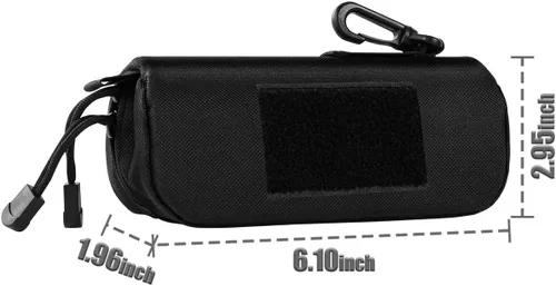 Vista 2 de Estuche rígido para gafas de sol, funda táctica Molle con cremallera, estuche de transporte de nailon 1000D con clip