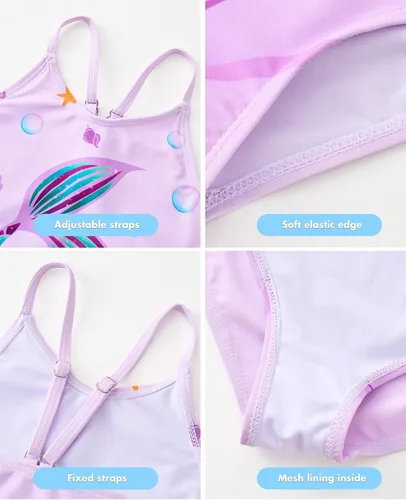 Vista 4 de WAWSAM Traje de baño de una pieza para niñas, traje de baño de playa para niños pequeños
