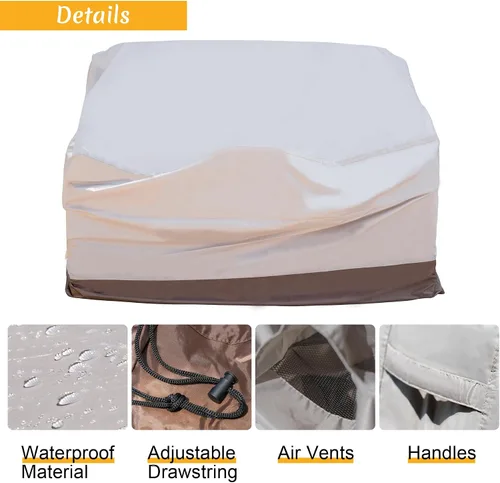 Vista 4 de ovios Fundas para muebles de patio, funda impermeable para sillas de sofá seccional, sofá biplaza otomana, sofá o mesa de uso general, 58.3 pulgadas