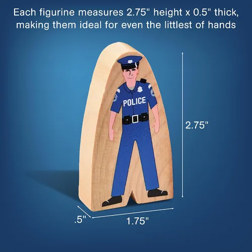 Vista 5 de Constructive Playthings Wooden Community Helpers - Juego de figuras de juguete de madera de 25 piezas, figuras de juguete de madera independientes