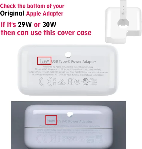Vista 2 de Organizador de cables de viaje compatible con Apple MacBook Air Charger, funda protectora para adaptador de corriente USB C 29W 30W, MacBook Air