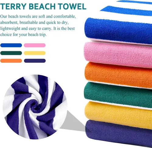 Vista 4 de Paquete de 4 toallas de baño extra grandes a rayas, juego de toallas de baño a granel, tamaño XL, grandes, esponjosas, absorbentes, de microfibra