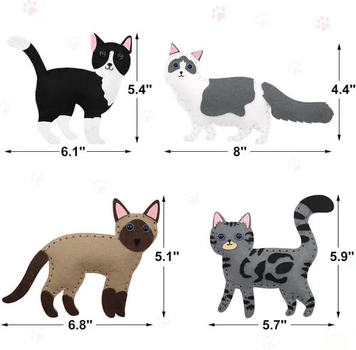 Vista 3 de CiyvoLyeen Kit de costura de gato para niños, edades de 7, 8, 9, 10, 11, 12 años, juguetes de peluche para gatitos, juego de manualidades