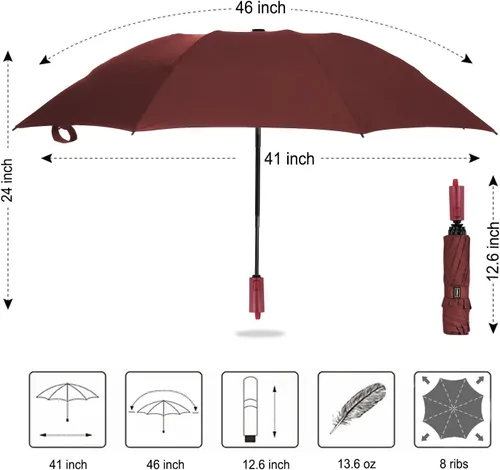 Vista 6 de LANBRELLA Compact Reverse Folding Umbrella Auto Windproof Travel Umbrella