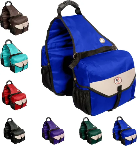 Vista 10 de Bolsa de sillín Majestic Ally para caballos - Bolsa de sillín acolchada, reflectante, impermeable y aislada de nylon con bolsillos y portabotellas